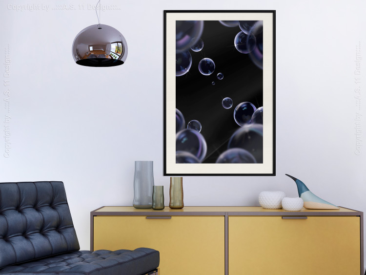 Wall Poster Lightness of Being - soap bubbles on a black background in an abstract motif 122625 additionalImage 22