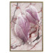 Poster Marble Magnolia - pink flowers on a background of white marble texture 122725 additionalThumb 16
