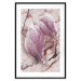 Poster Marble Magnolia - pink flowers on a background of white marble texture 122725 additionalThumb 17
