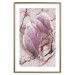 Poster Marble Magnolia - pink flowers on a background of white marble texture 122725 additionalThumb 14