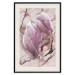 Poster Marble Magnolia - pink flowers on a background of white marble texture 122725 additionalThumb 18