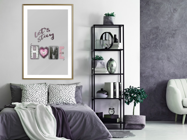 Poster Let's Stay Home - English text "home" on a solid gray background 122825 additionalImage 13