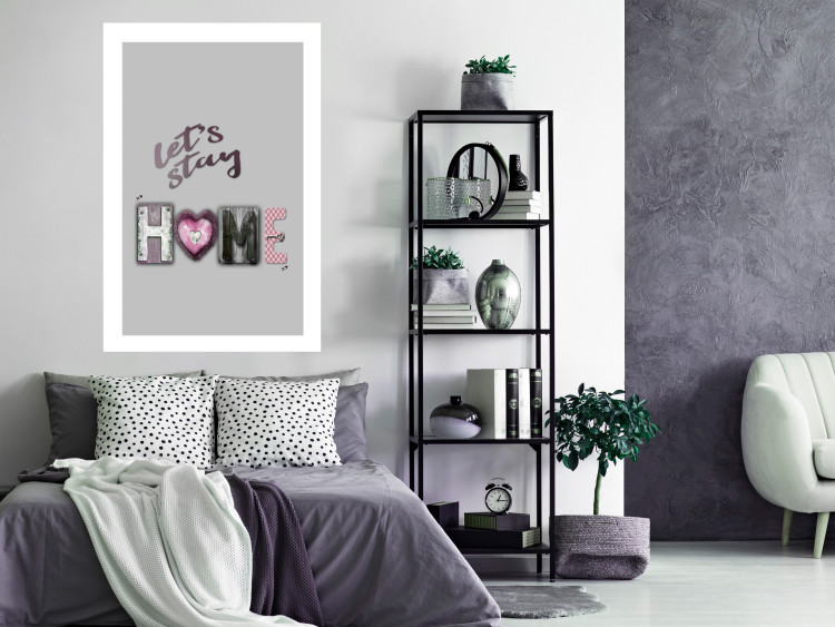 Poster Let's Stay Home - English text "home" on a solid gray background 122825 additionalImage 2