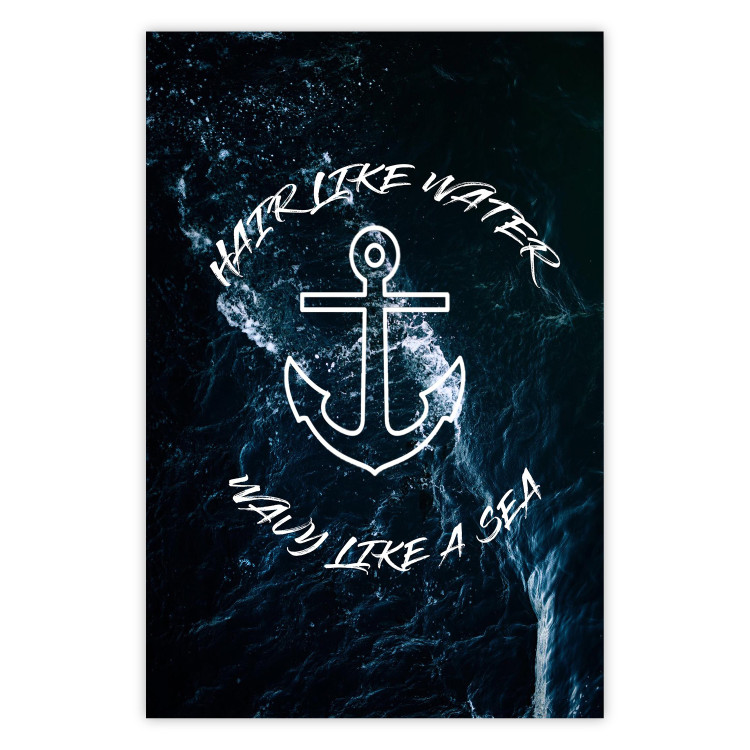 Wall Poster Hair like Water, Wavy like a Sea - English text on a sea background 123025