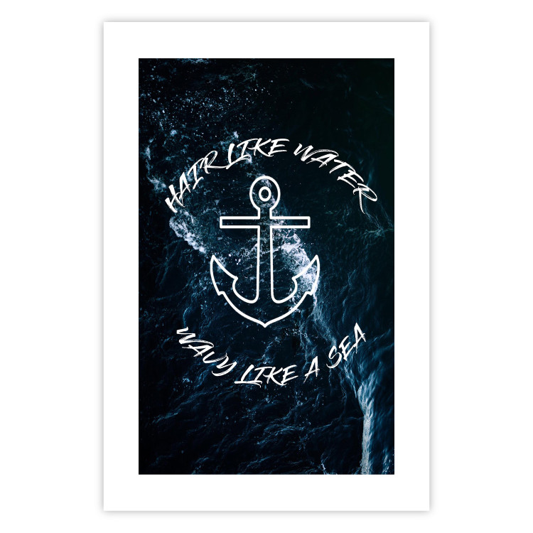 Wall Poster Hair like Water, Wavy like a Sea - English text on a sea background 123025 additionalImage 25