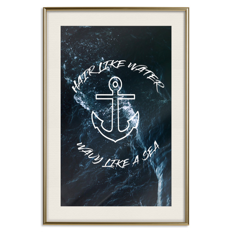 Wall Poster Hair like Water, Wavy like a Sea - English text on a sea background 123025 additionalImage 19