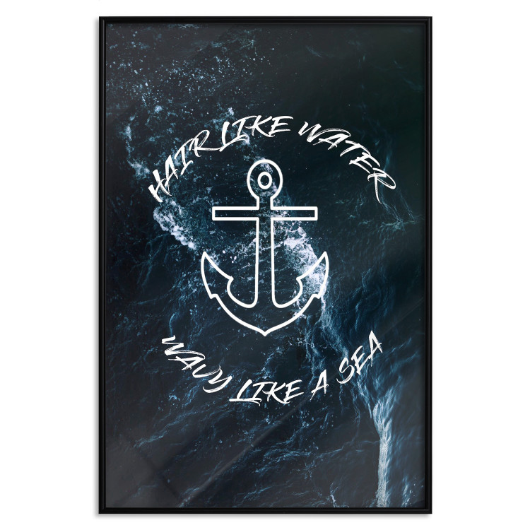Wall Poster Hair like Water, Wavy like a Sea - English text on a sea background 123025 additionalImage 18
