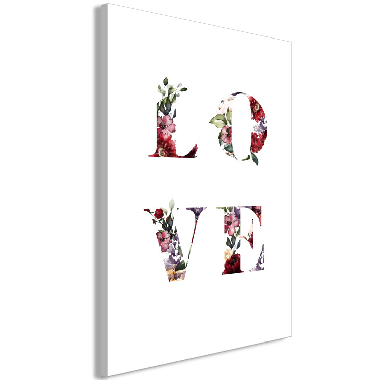 Canvas Love in flowers - colourful English inscription on white background 124425 additionalImage 2