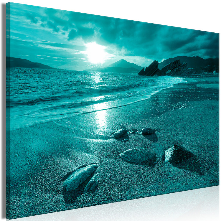 Canvas Art Print Sunset in turquoise - sea landscape with a sandy beach 125025 additionalImage 2