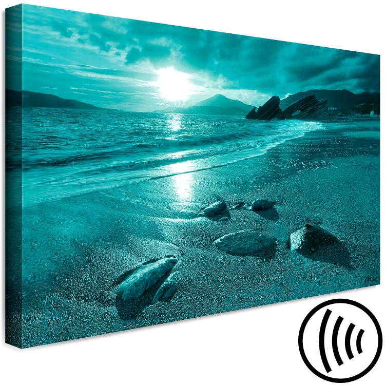 Canvas Art Print Sunset in turquoise - sea landscape with a sandy beach 125025 additionalImage 6
