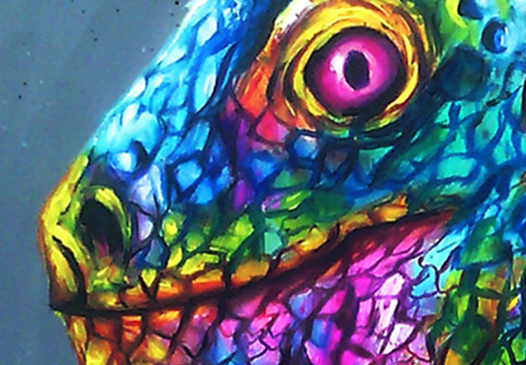 Canvas Art Print Colourful Iguana (1 Part) Square 127025 additionalImage 4