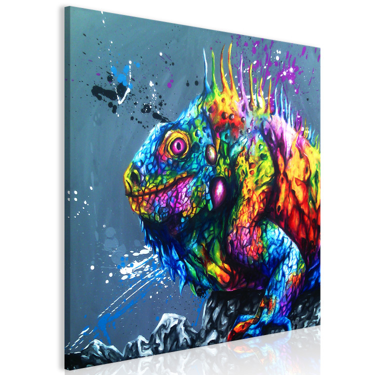 Canvas Art Print Colourful Iguana (1 Part) Square 127025 additionalImage 2
