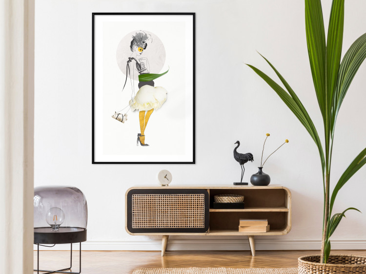 Poster Yellow Stockings - abstract silhouette of a woman with flower accents 127525 additionalImage 23