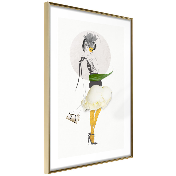 Poster Yellow Stockings - abstract silhouette of a woman with flower accents 127525 additionalImage 7