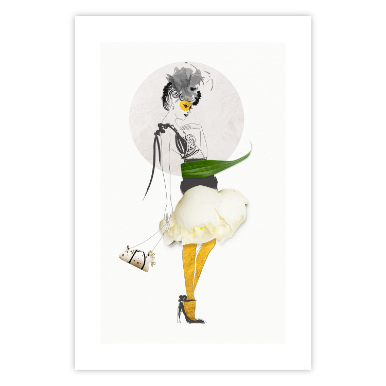 Poster Yellow Stockings - abstract silhouette of a woman with flower accents 127525 additionalImage 19