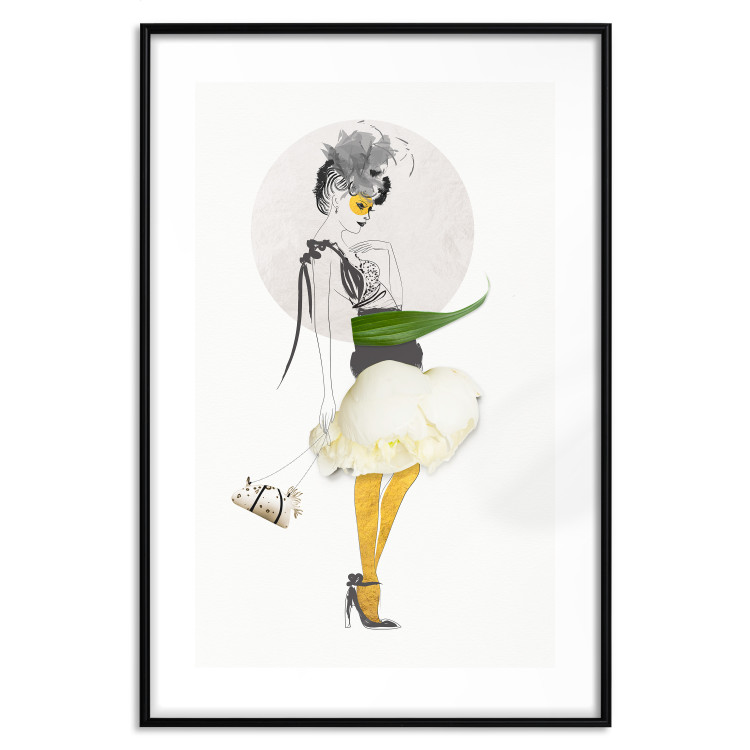 Poster Yellow Stockings - abstract silhouette of a woman with flower accents 127525 additionalImage 17