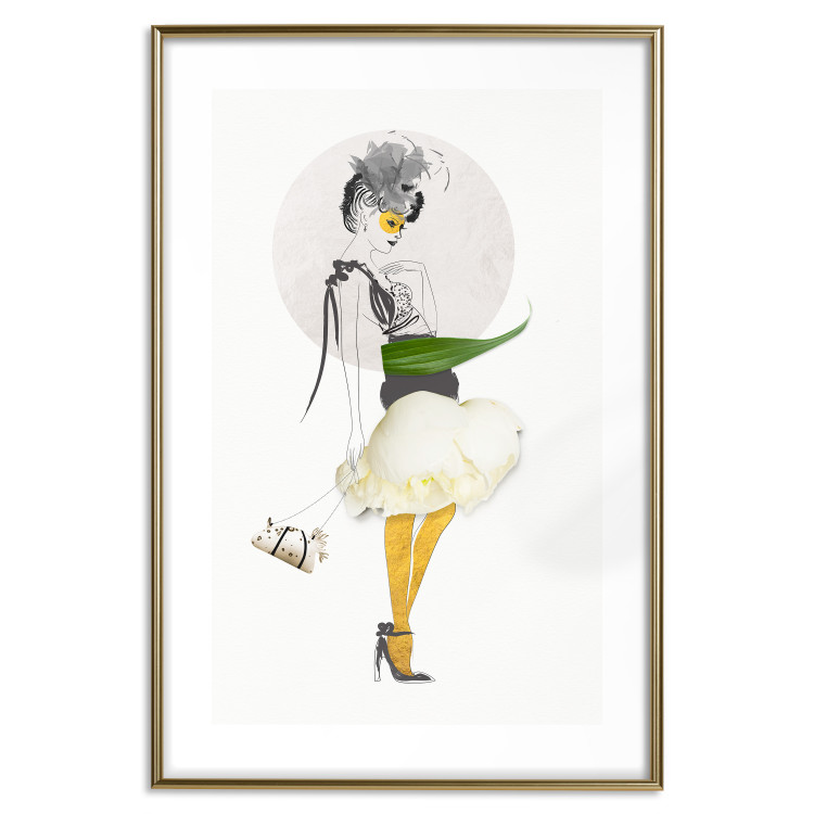 Poster Yellow Stockings - abstract silhouette of a woman with flower accents 127525 additionalImage 14