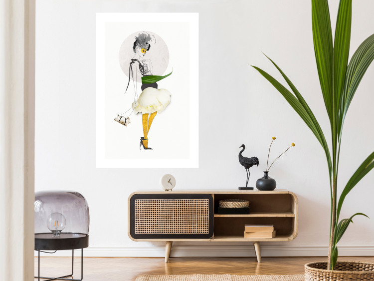 Poster Yellow Stockings - abstract silhouette of a woman with flower accents 127525 additionalImage 3