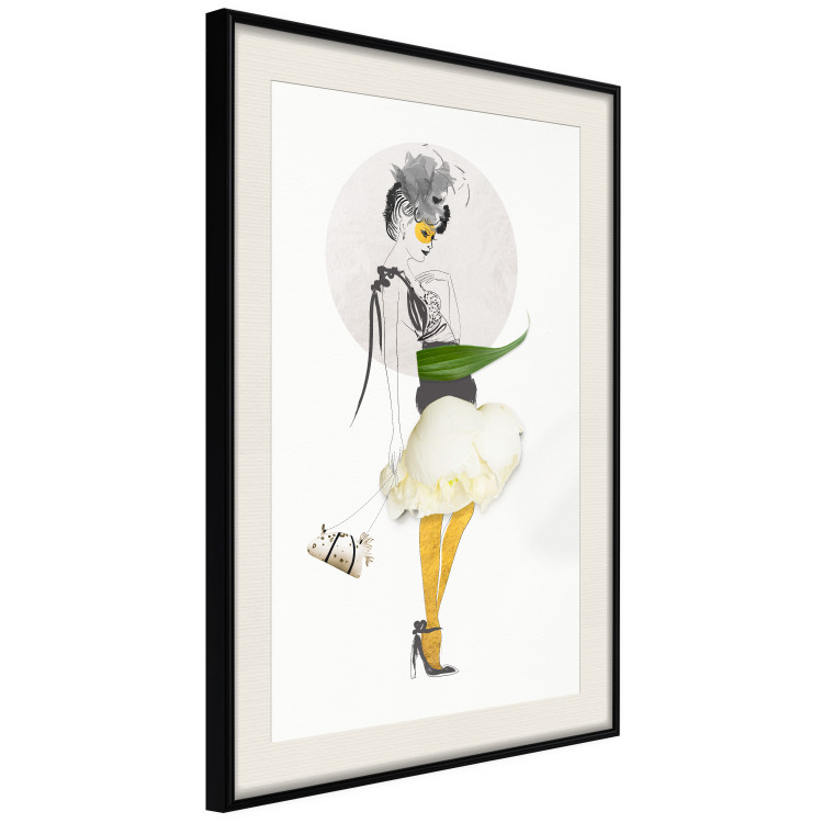 Poster Yellow Stockings - abstract silhouette of a woman with flower accents 127525 additionalImage 2