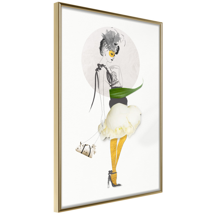 Poster Yellow Stockings - abstract silhouette of a woman with flower accents 127525 additionalImage 14