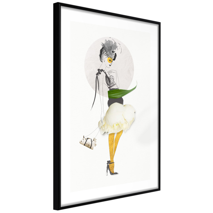 Poster Yellow Stockings - abstract silhouette of a woman with flower accents 127525 additionalImage 6