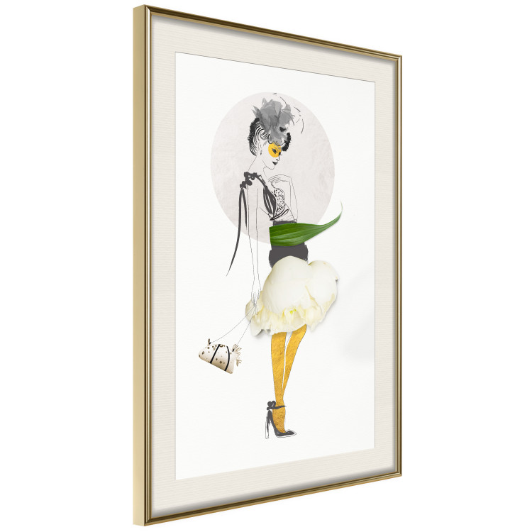 Poster Yellow Stockings - abstract silhouette of a woman with flower accents 127525 additionalImage 3
