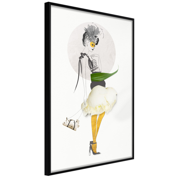 Poster Yellow Stockings - abstract silhouette of a woman with flower accents 127525 additionalImage 13
