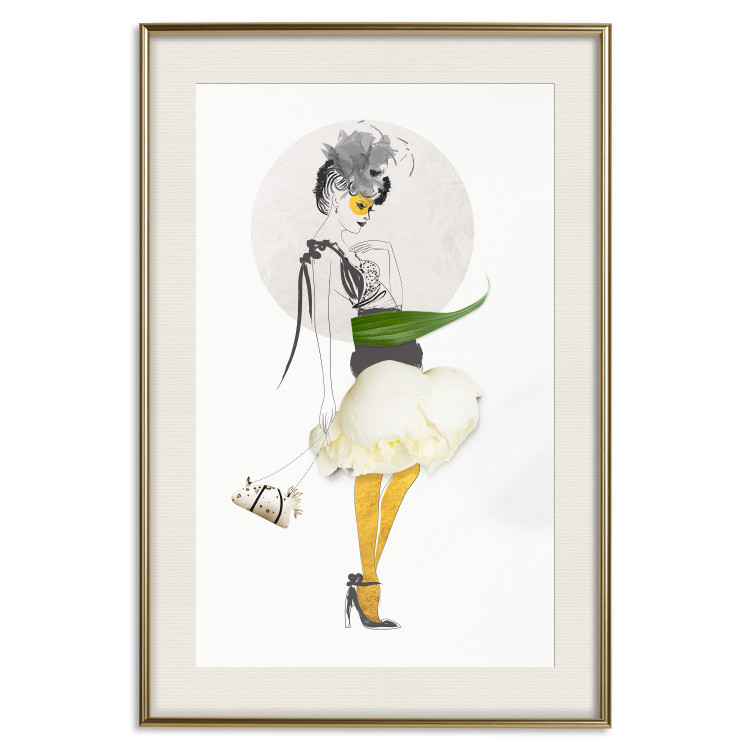Poster Yellow Stockings - abstract silhouette of a woman with flower accents 127525 additionalImage 20