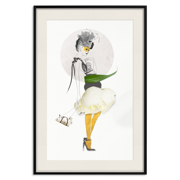Poster Yellow Stockings - abstract silhouette of a woman with flower accents 127525 additionalImage 19