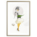 Poster Yellow Stockings - abstract silhouette of a woman with flower accents 127525 additionalThumb 14