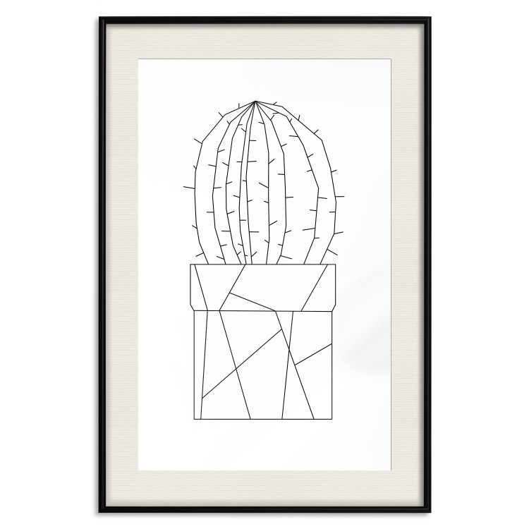 Poster Graphic Cactus - abstract line art of cactus with figures on white background 128025 additionalImage 19