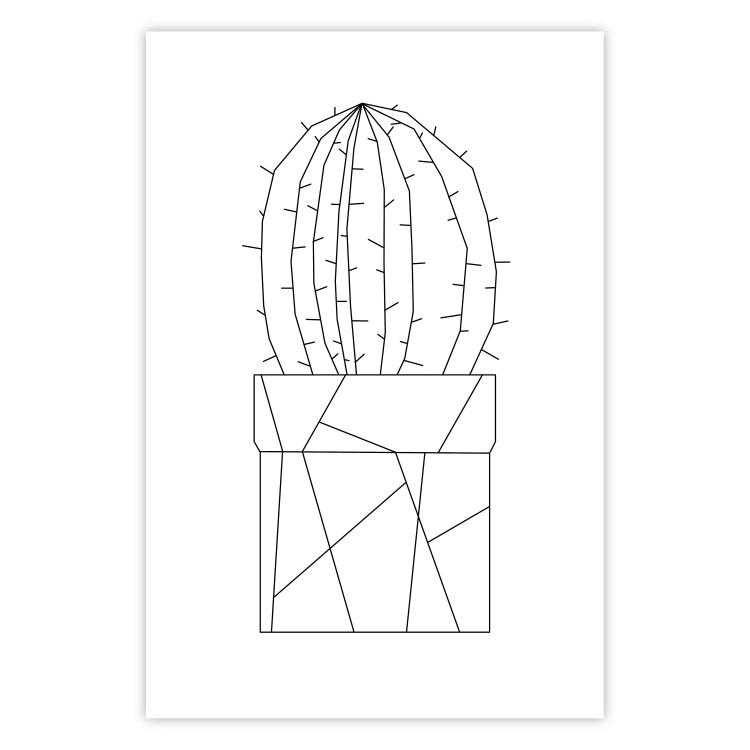 Poster Graphic Cactus - abstract line art of cactus with figures on white background 128025