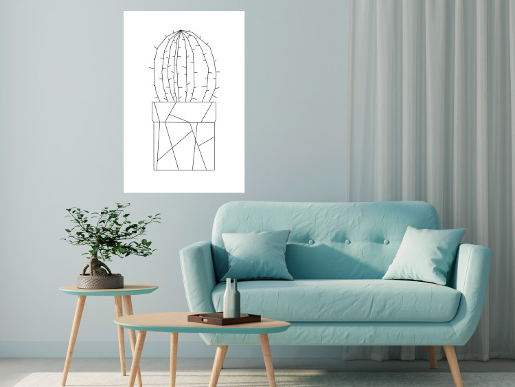 Poster Graphic Cactus - abstract line art of cactus with figures on white background 128025 additionalImage 4