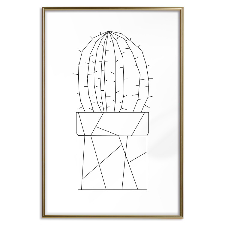 Poster Graphic Cactus - abstract line art of cactus with figures on white background 128025 additionalImage 21