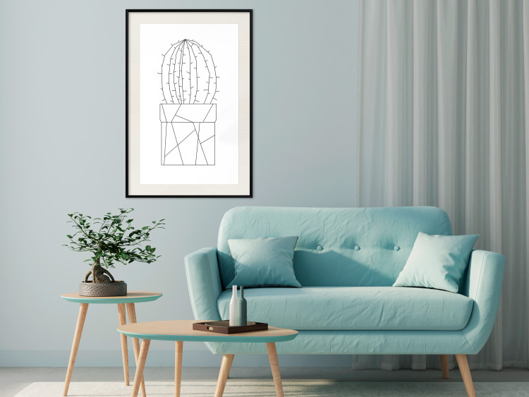 Poster Graphic Cactus - abstract line art of cactus with figures on white background 128025 additionalImage 24