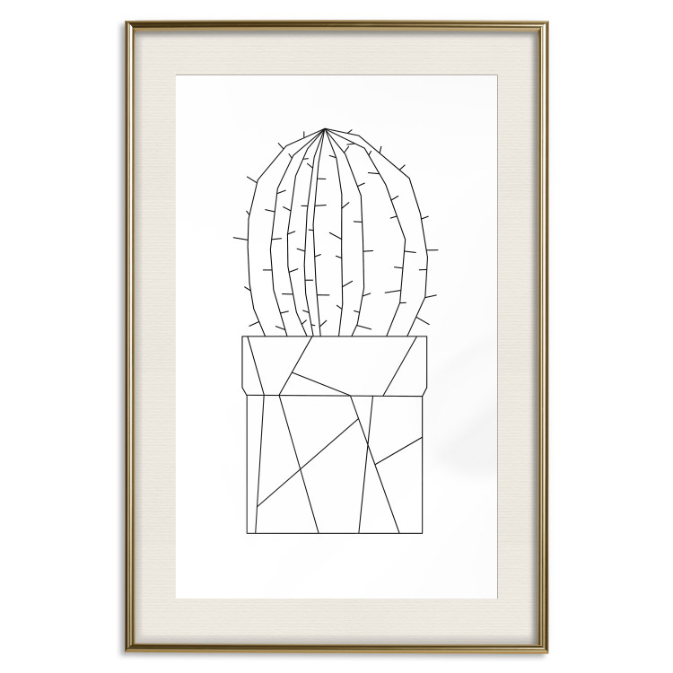Poster Graphic Cactus - abstract line art of cactus with figures on white background 128025 additionalImage 20