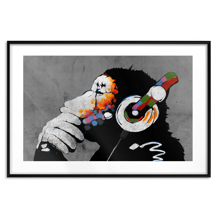 Poster Hot Rhythms - graffiti composition with animal listening to music 128925 additionalImage 17