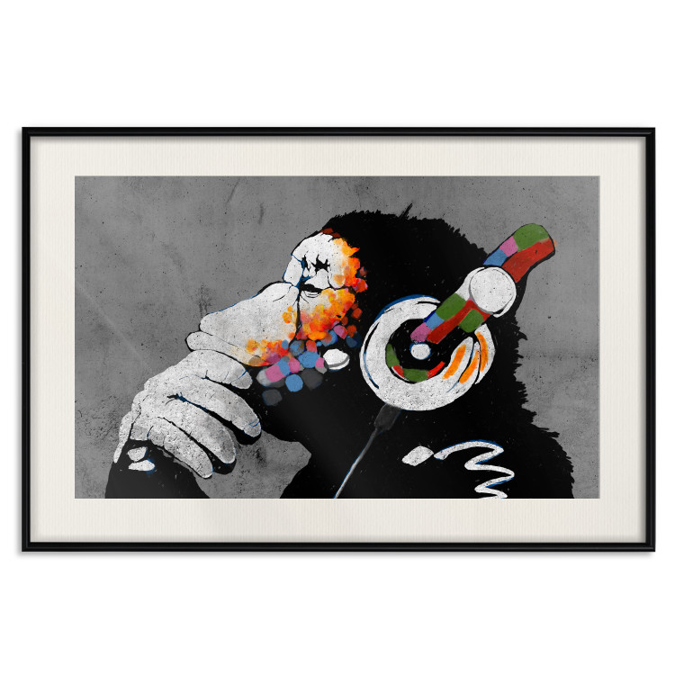 Poster Hot Rhythms - graffiti composition with animal listening to music 128925 additionalImage 19