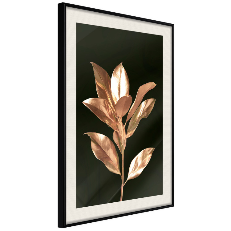 Poster Extraordinary Twig - plant composition of golden leaves on a black background 130525 additionalImage 2