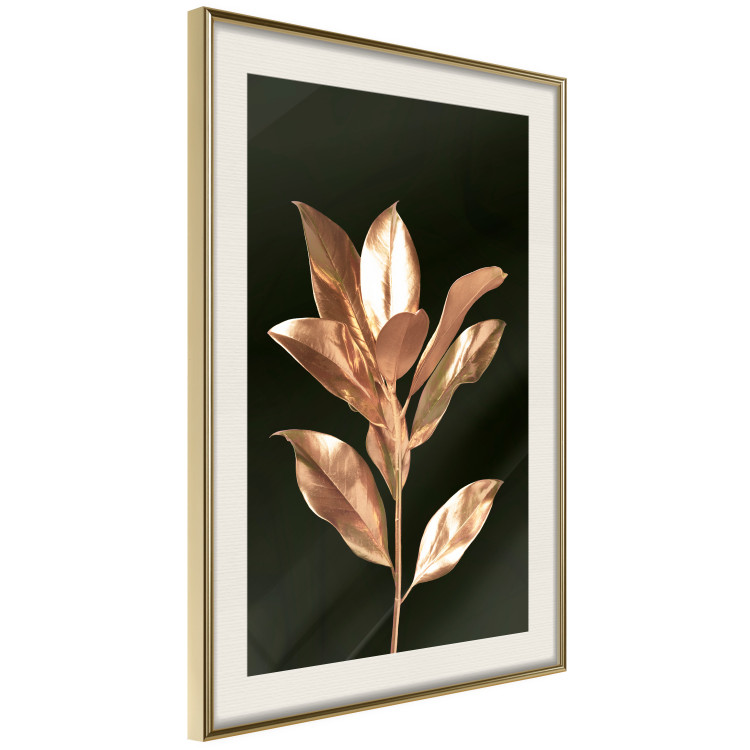 Poster Extraordinary Twig - plant composition of golden leaves on a black background 130525 additionalImage 3