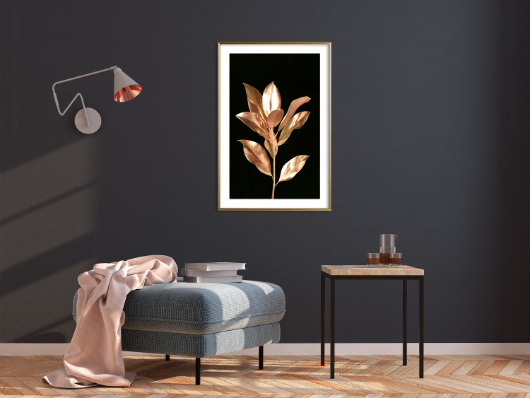 Poster Extraordinary Twig - plant composition of golden leaves on a black background 130525 additionalImage 15