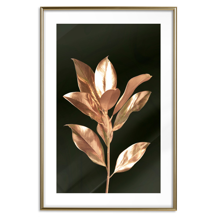 Poster Extraordinary Twig - plant composition of golden leaves on a black background 130525 additionalImage 16