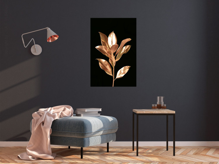 Poster Extraordinary Twig - plant composition of golden leaves on a black background 130525 additionalImage 4
