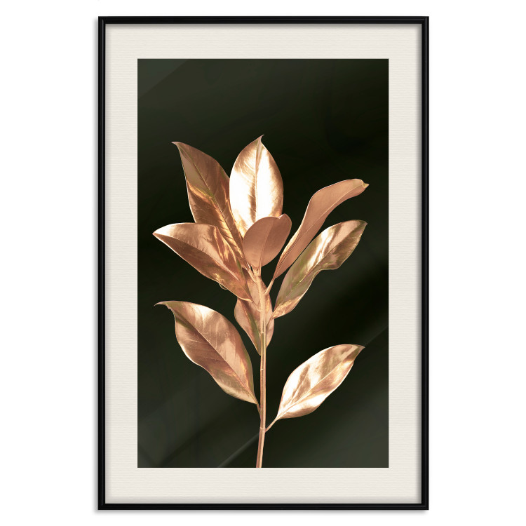 Poster Extraordinary Twig - plant composition of golden leaves on a black background 130525 additionalImage 19