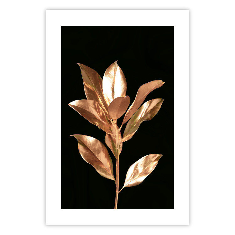 Poster Extraordinary Twig - plant composition of golden leaves on a black background 130525 additionalImage 25