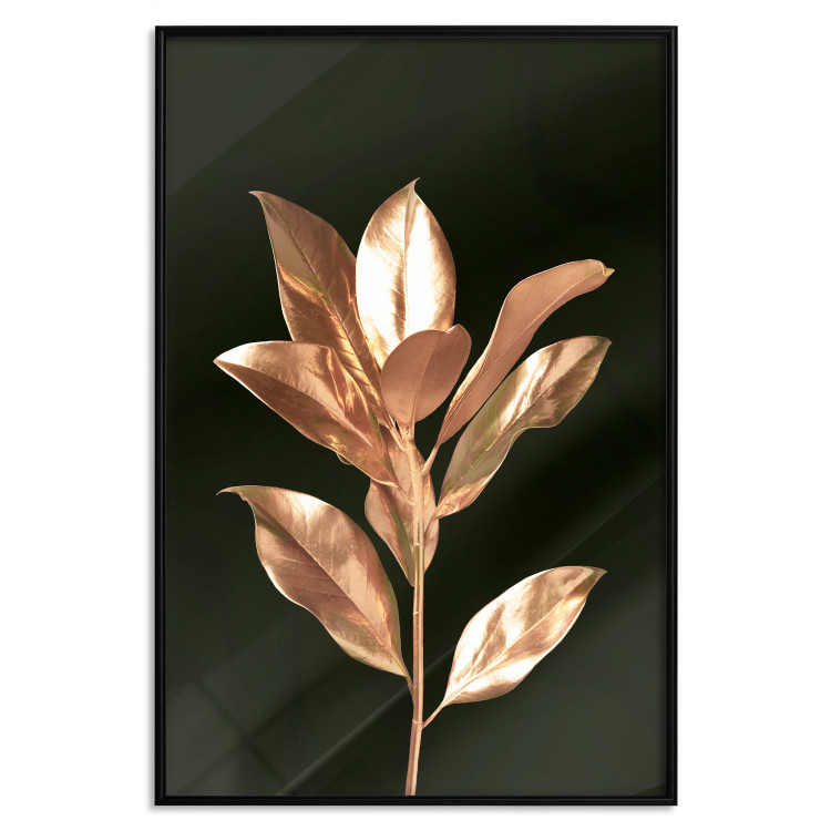 Poster Extraordinary Twig - plant composition of golden leaves on a black background 130525 additionalImage 18