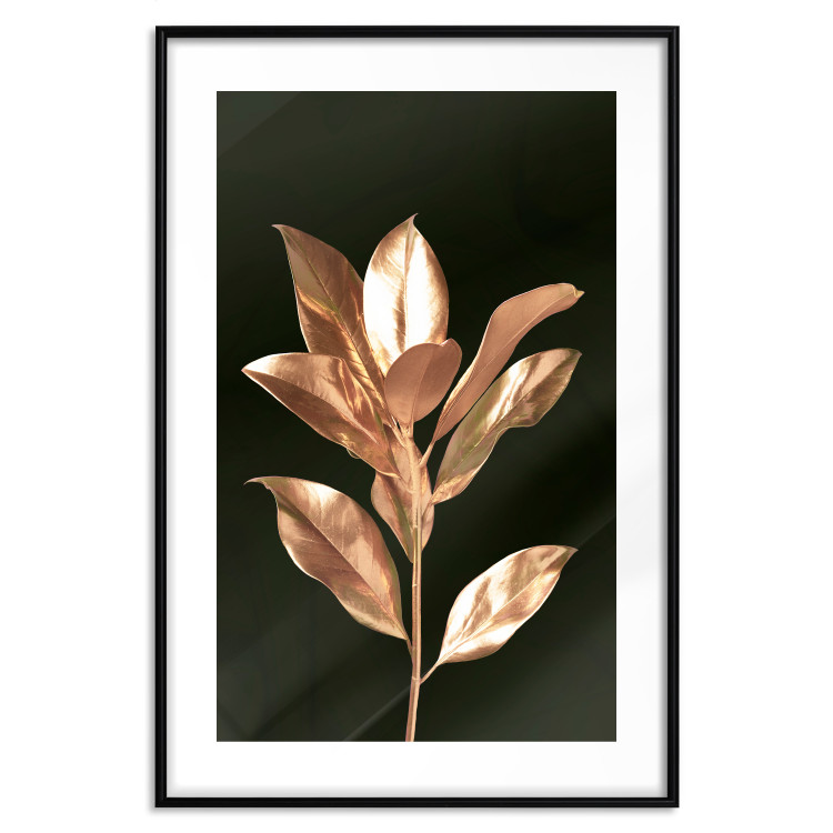 Poster Extraordinary Twig - plant composition of golden leaves on a black background 130525 additionalImage 17