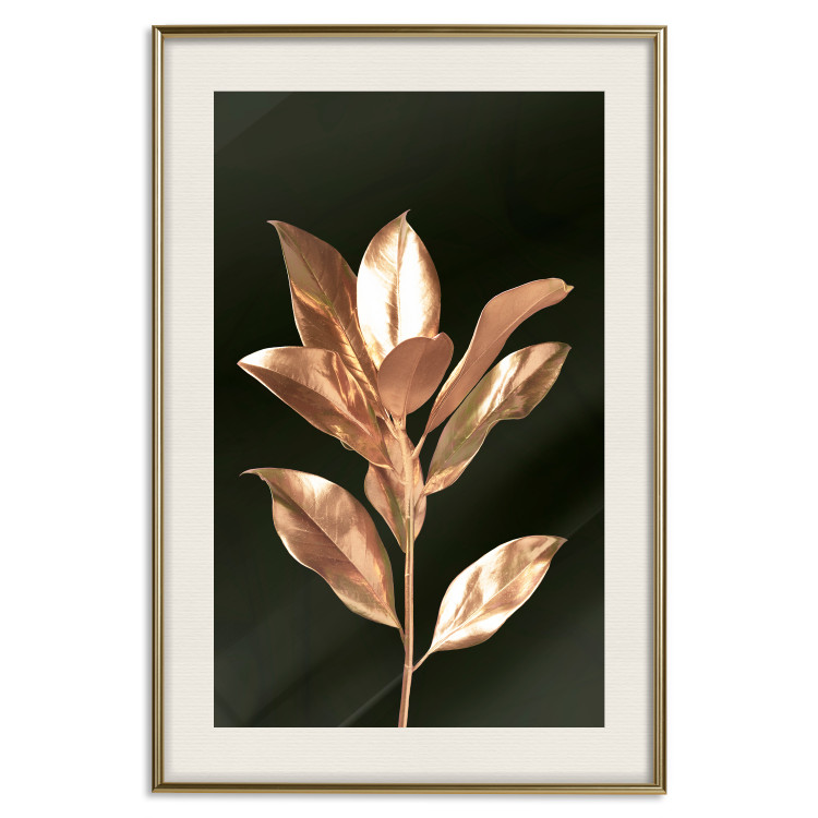 Poster Extraordinary Twig - plant composition of golden leaves on a black background 130525 additionalImage 20