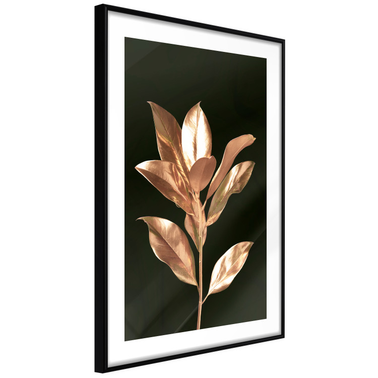 Poster Extraordinary Twig - plant composition of golden leaves on a black background 130525 additionalImage 8