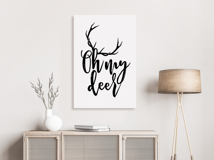 Canvas My deer - winter line art graphic with an English inscription 130725 additionalImage 3